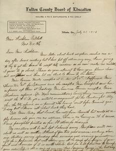 Correspondence, Superintendent Edwin C. Merry to Kathleen Mitchell, 1916