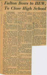 "Fulton Bows to HEW to Close High School," Atlanta Constitution, 30 July 1969