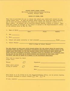 Choice of School Form, 1966