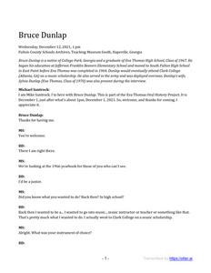 Oral History (transcript), Bruce Dunlap, December 12, 2021