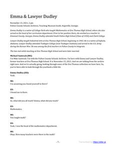 Oral History (transcript), Emma and Lawyer Dudley