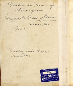Book, "Teacher Deaths and Leaves of Absence for Military Service," 1925-1945
