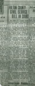 "Fulton County Civil Service Bill in Court," The Sunday American newspaper (copy), 1937