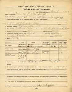Teacher's Application, N.H. Broadwell, 1932