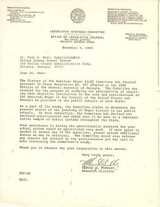 Correspondence, Harvey Findley to Superintendent Paul D. West, 1969