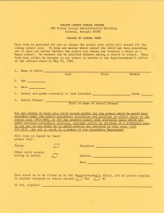 Choice of School Form, 1966