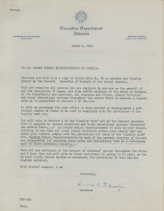 Gov. Herman Talmadge to County School Superintendents of Georgia, "Loyalty Oath," 1949