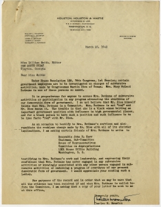 Bethune, Mary McLeod - Social reformer, regarding charges that both Bethune and Smith are subversive