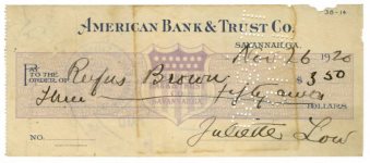 Juliette Gordon Low, Cancelled Checks, 1921