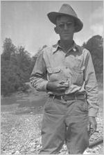 Man with gold nugget found at the Hudson Gold Mine