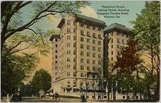 Peachtree Street, looking North, showing Georgian terrace Hotel, Atlanta, Ga.