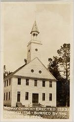 Midway Church - erected 1792 - founded 1754 - burned by the British in 1788
