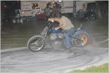 Motorcycle "donut" on a cement pad