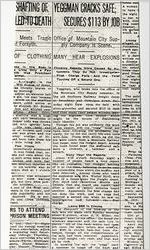 Mountain City Supply Co., aftermath of safe-cracking, 1913