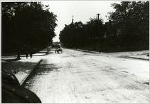 Unidentified residential street, (after snowfall), circa 1915