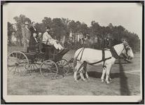 Photograph of Tom Purdom with an unknown group of men in costume in a horse-drawn buggy during the Worth County Centennial Celebration in Sylvester, Worth County, Georgia, 1953 October