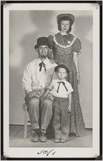 Photograph of the Corley family posing in costume taken during the Worth County Centennial Celebration in Sylvester, Worth County, Georgia, 1953 October