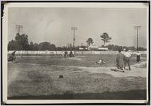 Photograph of the Sisters of the Swish vs. Brothers of the Brush softball game during the Worth County Centennial Celebration in Sylvester, Worth County, Georgia, 1953 October