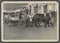 Photograph of the "San Barnard" horse drawn wagon in a Worth County Centennial Celebration parade in Sylvester, Worth County, Georgia, 1953 October