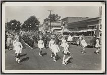 Photograph of a band marching in a Worth County Centennial Celebration parade in Sylvester, Worth County, Georgia, 1953 October