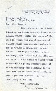 Letter to Martha Berry from Julie P. Hamilton