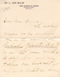 Letter to Martha Berry from Mrs. Fisher