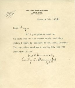 Letter to Inez Henry from Emily V Hammond