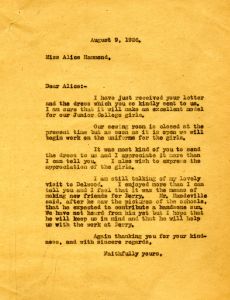 Letter from Martha Berry to Alice Frances Hammond
