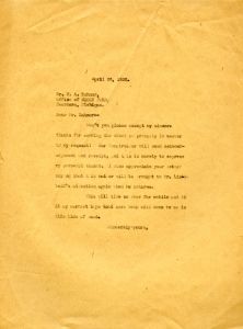 Letter to Mr. Zahner from Martha Berry