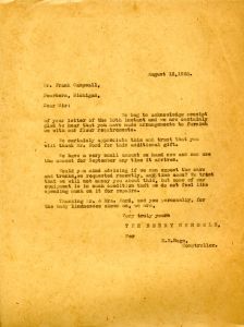 Letter to Frank Campsall from E. H. Hoge
