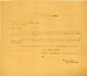 Letter to Frank Campsall from the Berry Schools
