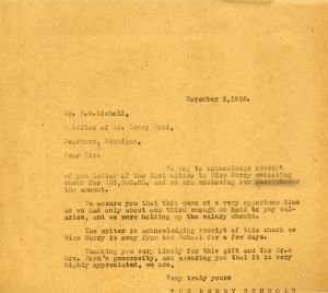 Letter to E. G. Liebold from The Berry Schools