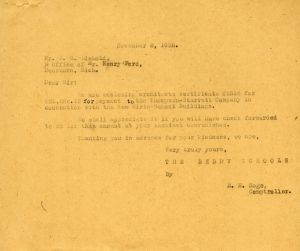 Letter from the E.H. Hoge to Mr. E.G. Liebold