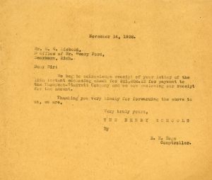 Letter to E. G. Liebold from The Berry Schools