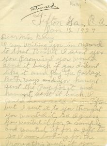 Letter from Vora Key to Martha Berry