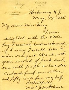 Letter to Martha Berry from E.J. Matthews