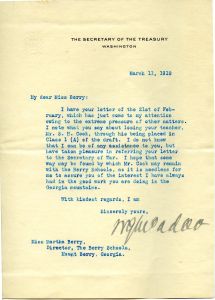 Letter to Martha Berry from William G. McAdoo