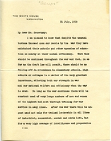 Letter from President Woodrow Wilson to Franklin K. Lane