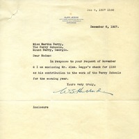 Letter to Martha Berry from Alex Legge