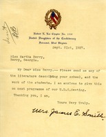 Letter to Miss Martha Berry from Mrs. James Smith