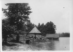 Photograph of the gazebo and boat house at Victory Lake, Mount Berry, Georgia, 19XX