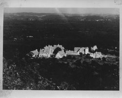 Photograph of a bird’s-eye view of the Normandy Buildings and the surrounding landscape, Mount Berry, Georgia, 19XX