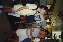 Photograph of Olympic Youth Camp members standing in line during the 1996 Summer Olympics, Atlanta, Georgia, 1996 July