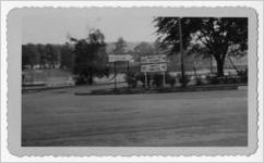 Photograph of a road sign for the Little White House, Manchester, Georgia, 1953