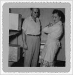 Photograph of Mr. and Mrs. Loftin wih a chinchilla, Manchester, Georgia, 1953
