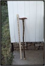 Woodwork: Clyde Paul. Walking stick and ruler