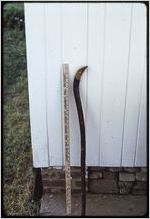 Woodwork: Clyde Paul. Walking stick and ruler
