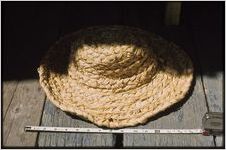 Rural crafts: Johnnie Ree Jackson. Corn shuck hat with ruler