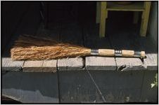Rural crafts: Johnnie Ree Jackson. Handmade sage broom held together with snuff cans