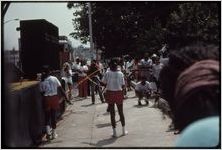 Atlanta, Georgia, 1988: National Black Arts Festival. African American girls playing double dutch jump rope